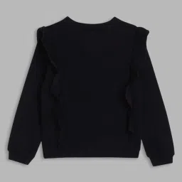 Blue Giraffe Girls Black Cotton Printed Full Sleeves Sweatshirt image 2