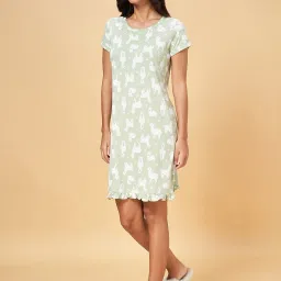 Dreamz by Pantaloons Green Cotton Graphic Print Sleep Tee image 3