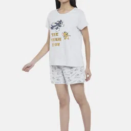 Dreamz by Pantaloons Grey Cotton Graphic Print T-Shirt Shorts Set image 3