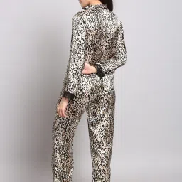 Pretty Loving Thing Multicolor Satin Printed Shirt & Pyjama Set image 2