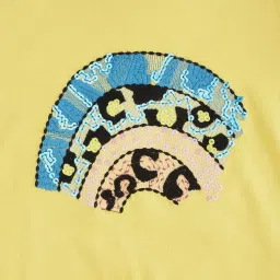 Pantaloons Junior Yellow Cotton Embellished T-Shirt image 3