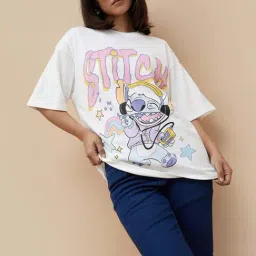 Ginger by Lifestyle White Cotton Printed T-Shirt-image-26