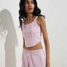 studiofit women Studiofit by Westside Pink Corset-Style Cotton-Blend Top-picture-46