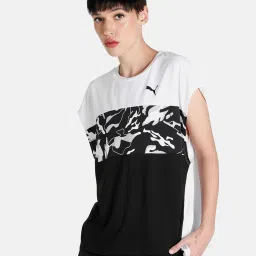 Puma White & Black Printed T-Shirt image 1