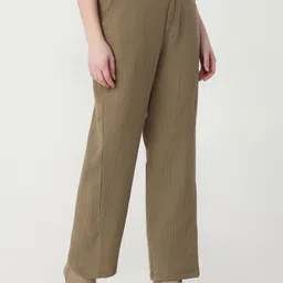 Kraus Jeans Women Straight Fit Mid-Rise Cotton Trousers-picture-40