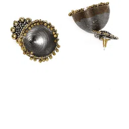 fabula Ghungroo Beaded Silver And Gold Dual Tone Dome Shaped Oxidised Jhumkas image 2