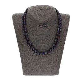 Sri Jagdamba Pearls 2 Line Blue Alloy Necklace Set-picture-33