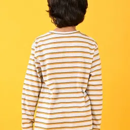Anthrilo Boys Grey & Yellow Striped Full Sleeves T-Shirt image 2