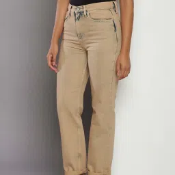 Calvin Klein Jeans Straight Blue & Brown Lightly Washed High Rise Jeans image 3