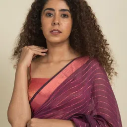 Suta Pink Woven Saree Without Blouse image 5