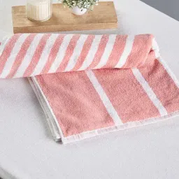 Fabindia Home Aniya Pink & White Cotton Bath Towel-image-74