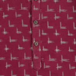 Indus Route by Pantaloons Kids Maroon & White Cotton Printed Full Sleeves Kurta Set image 3