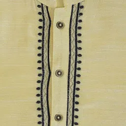 Indus Route by Pantaloons Kids Yellow & Grey Embroidered Full Sleeves Kurta Set image 3