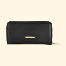 Forever Glam by Pantaloons Black Woven Medium Zip Around Wallet for Women image 3