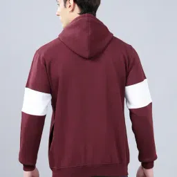 Cantabil Maroon Fleece Regular Fit Stripes Sweatshirt image 2