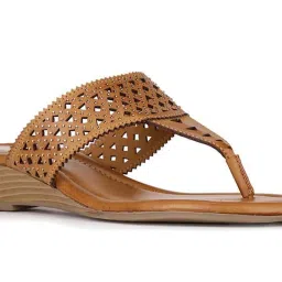 Bata Women's Brown T-Strap Wedges image 4