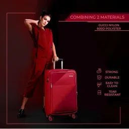 Nasher Miles Texas Expander Soft-Sided Polyester Set of 3 Red Trolley Bags (55, 65 & 75 cm) image 3