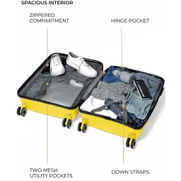 Nasher Miles Paris Hard-Sided Polypropylene Check-in  Yellow 28 inch |75cm Trolley Bag image 3