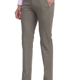 Park Avenue Light Olive Super Slim Fit Flat Front Trousers image 3