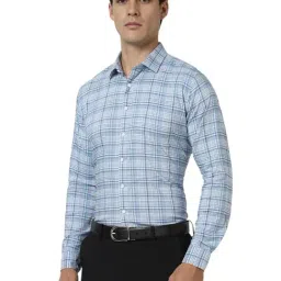 Van Heusen Blue Slim Fit Checks Shirt image 3