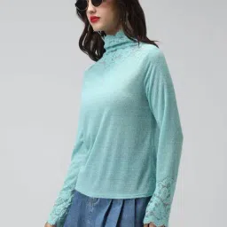 SHOWOFFFF Blue Cotton Solid Top image 4