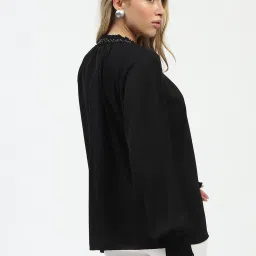 MADAME Black Polyester Solid Top image 2