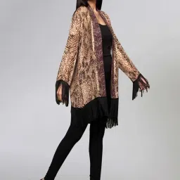 First Resort By Ramola Bachchan Brown Animal Print Kimono image 3
