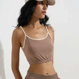 studiofit women Studiofit by Westside Taupe Cotton-Blend Crop Top-picture-46