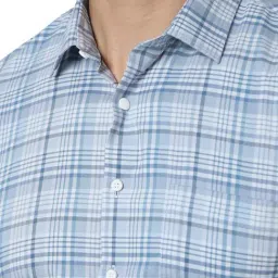 Van Heusen Blue Slim Fit Checks Shirt image 4