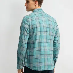 Arrow Sport Green Cotton Slim Fit Checks Shirt image 2