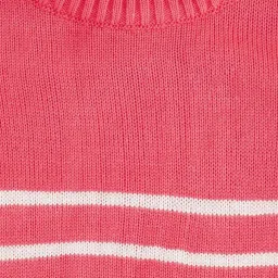 Pantaloons Junior Pink Striped Full Sleeves Sweater image 3