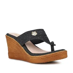 Inc.5 Women's Black Thong Wedges image 2
