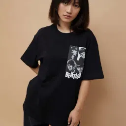 Ginger by Lifestyle Black Cotton Printed T-Shirt-picture-21