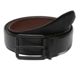 Teakwood Leathers Black Textured Leather Reversible Casual Belt For Men image 3
