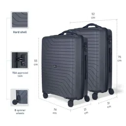 Carriall Groove Grey Striped Hard Trolley Bag Pack of 2 - 55cms & 75cms image 3