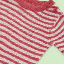 Pantaloons Baby Peach Striped Full Sleeves Sweater image 3
