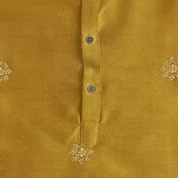Indus Route by Pantaloons Kids Mustard & Yellow Embroidered Full Sleeves Kurta Set image 3
