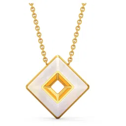 Joyalukkas 18k Gold Style-square Glowing Milk Color Pendant & Earrings Set image 3
