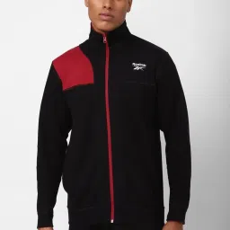 Reebok Black Cotton Regular Fit Colour Block Sports Jacket image 3