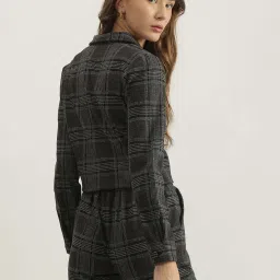 Elle Grey Cotton Chequered Blazer image 2