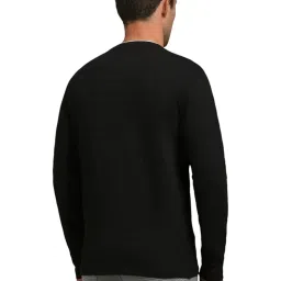 Louis Philippe Black Cotton Slim Fit Texture T-Shirt image 2