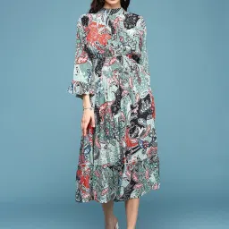 showoffff SHOWOFF Multicolor Blended Print Fit & Flare Dress image 2