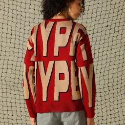 Hubberholme Red & Beige Printed Sweater image 2