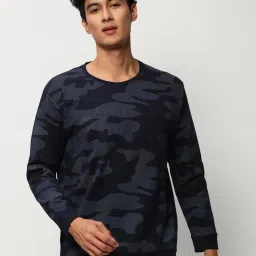 showoffff SHOWOFF Navy Blue Slim Fit Camouflage Sweatshirt image 2
