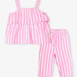 Ed-a-Mamma Infant Girls Pink Cotton Striped Clothing Set-picture-42