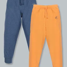 Kiddopanti Kids Blue & Orange Cotton Regular Fit Trackpants (Pack of 2) image 1
