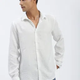 showoffff SHOWOFF White Cotton Slim fit Solid Shirt image 2