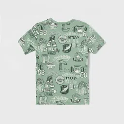 Fame Forever by Lifestyle Boys Olive Cotton Printed T Shirt image 2