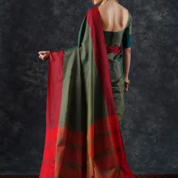 Saree Mall Green Woven Sarees With Unstitched Blouse image 2