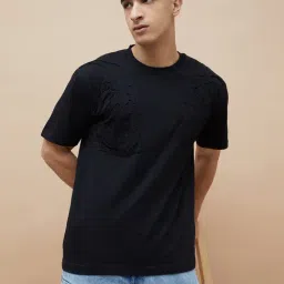 Forca By Lifestyle Black Relaxed Fit Texture T-Shirt-picture-35